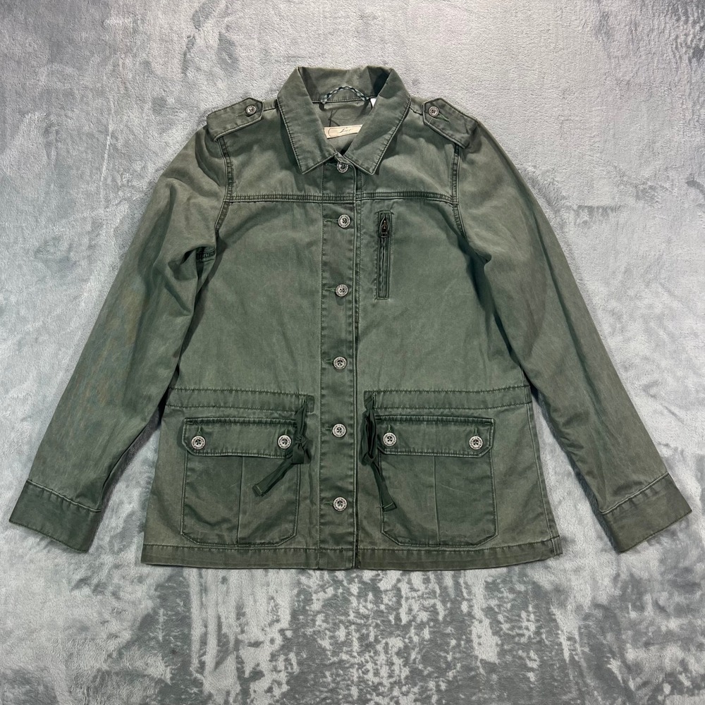 Levi's Field Coat Women Large Green 100% Cotton Utility Military Jacket 2011
